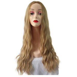 Long Blonde Wavy Wig Mid-Partition Heat Resistant Hair (26in)